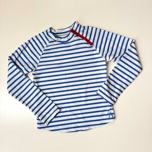 Cabana Life Kids Rash Guard Swim Shirt Size 10 Blue White Stripe Zip Long Sleeve